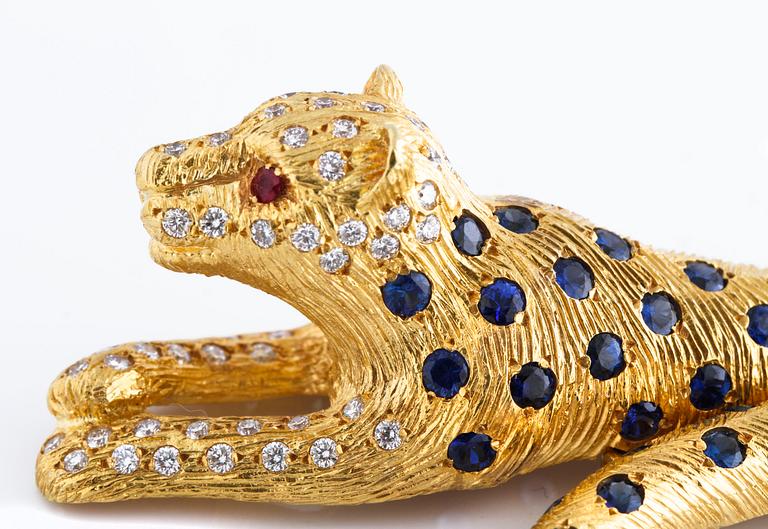 COLLIER, med safirer, rubiner och briljantslipade diamanter.