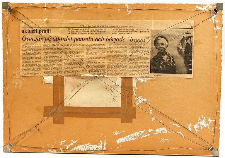 ELLI HEMBERG, blandteknik/collage, monogramsign.