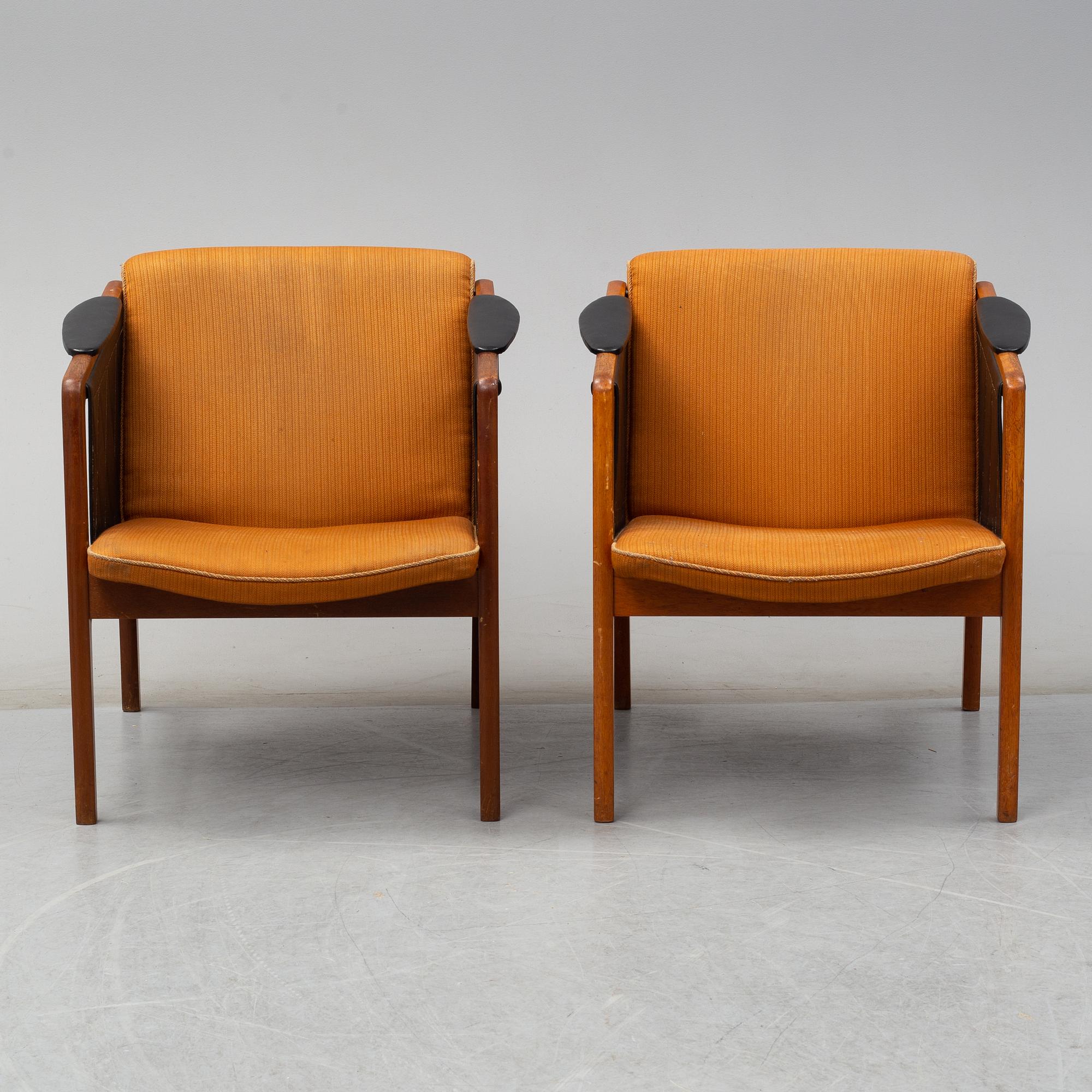 A pair of second half of the 20th century easy chairs by Bjørn Engø for Gustav Bahus, Norway.