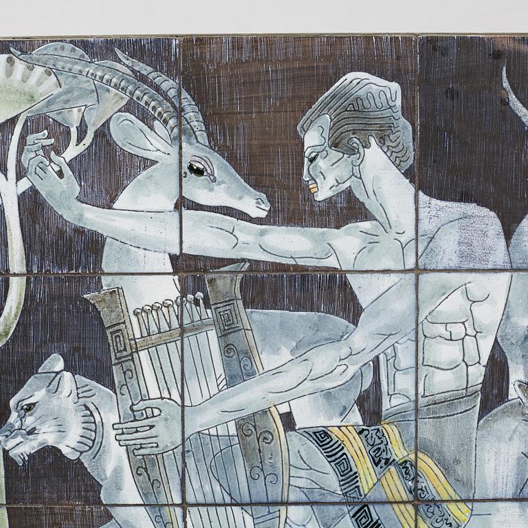 Marian Zawadzki, a ceramic tile table, Tilgmans, signed MZ and dated 58.