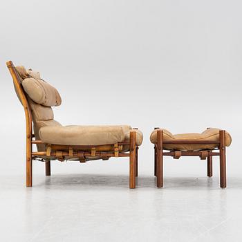 Arne Norell, fåtölj med fotpall, "Inka", Norell Möbel AB, 1970-tal.