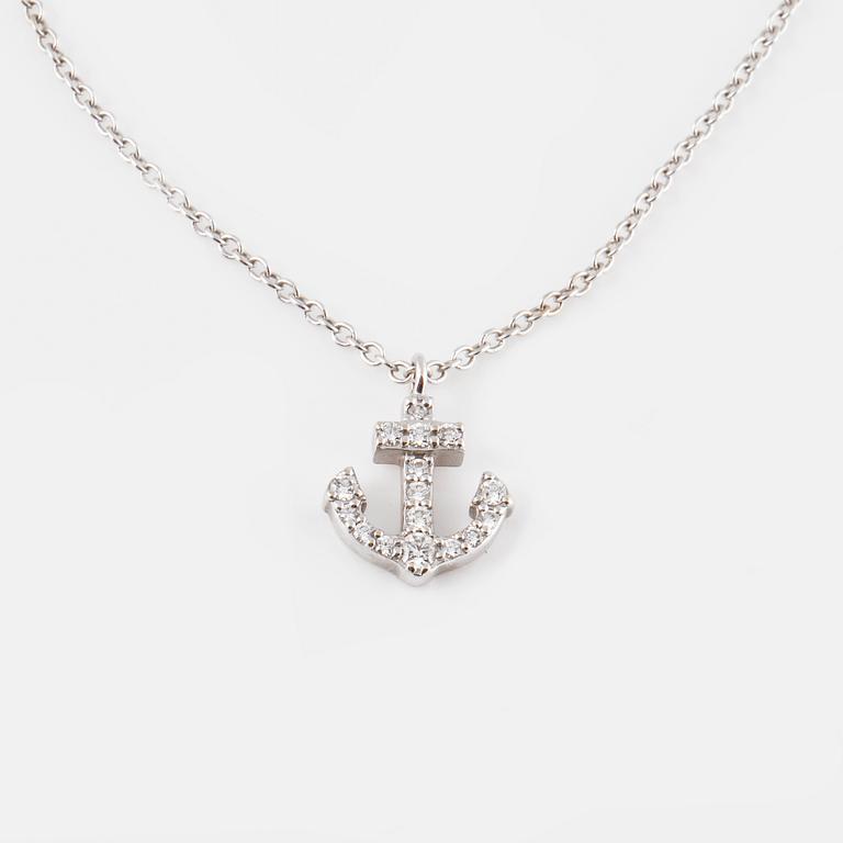 HÄNGE, Tiffany & Co, 18K vitguld med 16 briljantslipade diamanter. Vikt 2,2 gram.