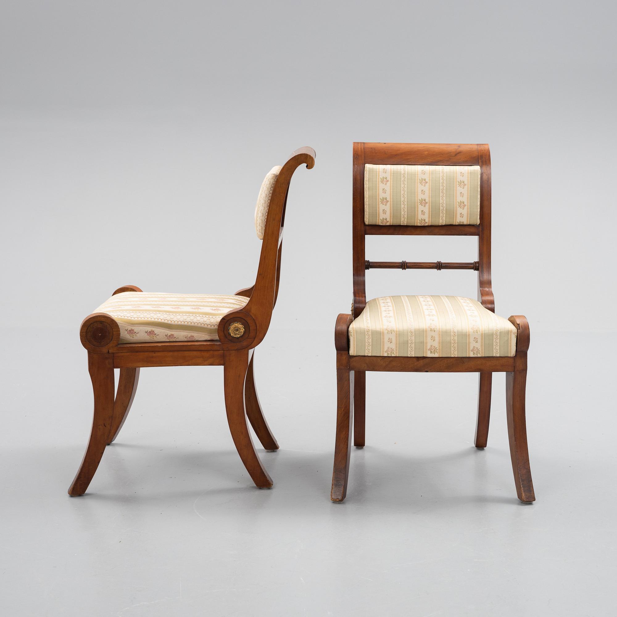 A set of four Swedish Empire chairs, attributed C F Sundvall.