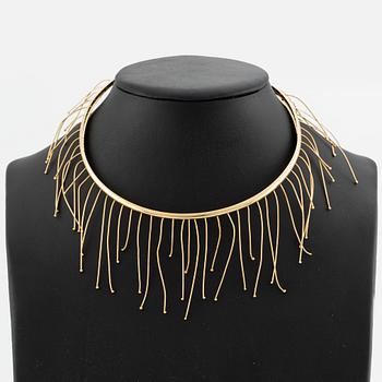 Jil Sander, necklace and earrings, gold-tone metal.
