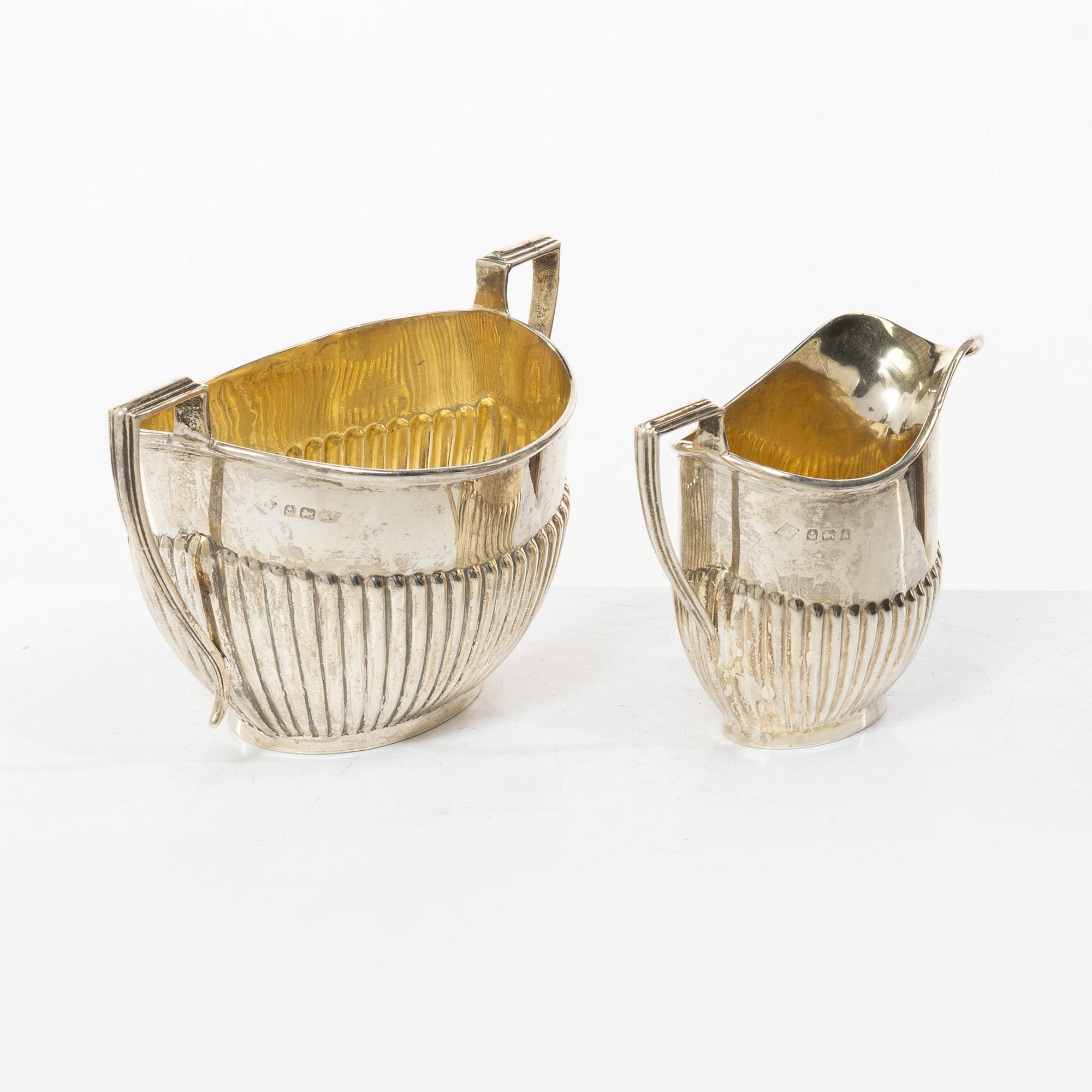 Kaffe- och teservis, 4 delar, silver, empirestil, AC Bloxham Ltd, Birmingham 1925.