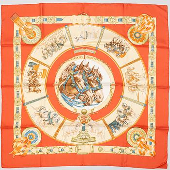 Hermes ビンテージ カレ CHEVAUX DE TRAIT HERMES Silk Chevaux De Trait Scarf 90 876432 | FASHIONPHILE