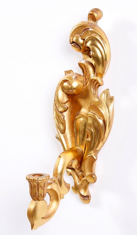 VÄGGPENDYL SAMT LAMPETTER, rokokostil, 1900-talets mitt.