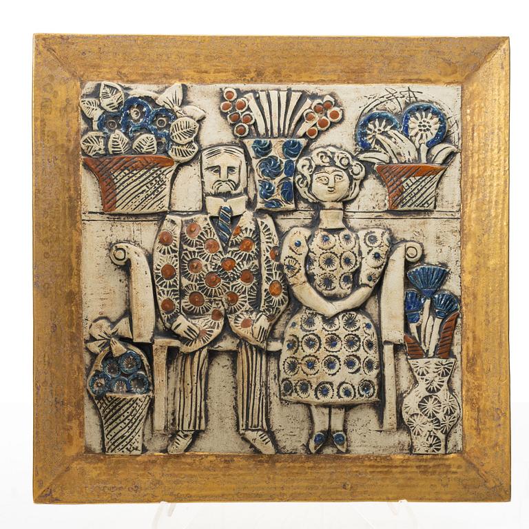 Lisa Larson, väggrelief, stengods, "Jubileum", Gustavsberg.