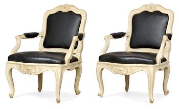843. A pair of Swedish Rococo armchairs.