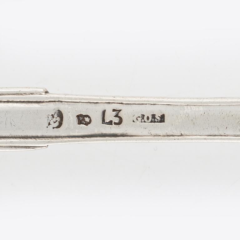 Two Swedish Silver Sprinkle Spoons, 19th century.