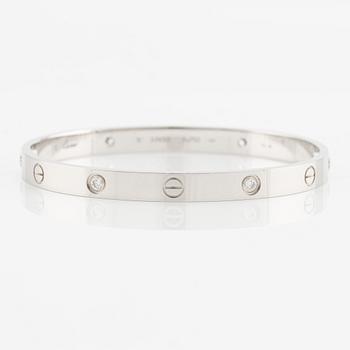 Cartier, "Love" bracelet, 18K white gold with brilliant-cut diamonds.