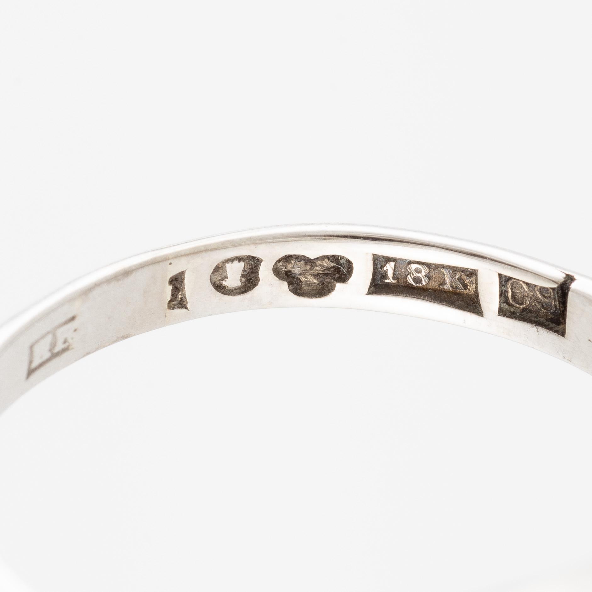 Ring, 18K white gold with synthetic white stone.