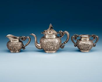 A Chinese silver tea set, late Qing dynasty, end of 19th Century.