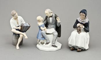 FIGURINER, 3 st, porslin, Bing & Gröndal samt Royal Copenhagen, 1900-talets mitt.