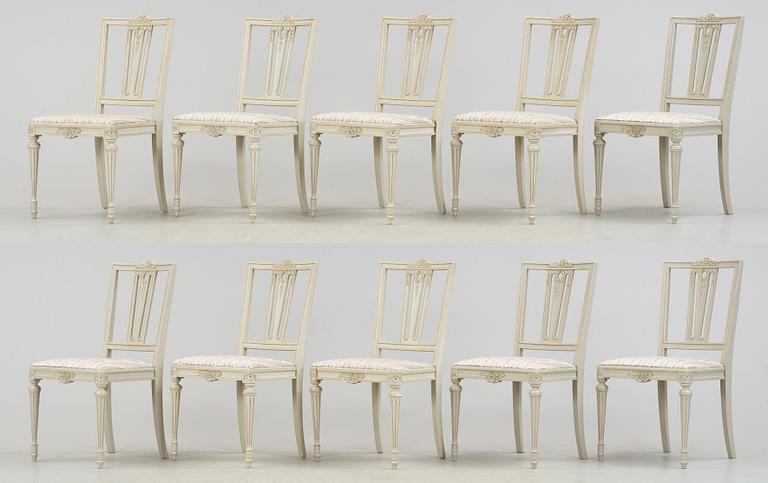 MATSALSGRUPP, 13 delar, gustaviansk stil, Alsterbro möbeltillverkning, 1900-tal.