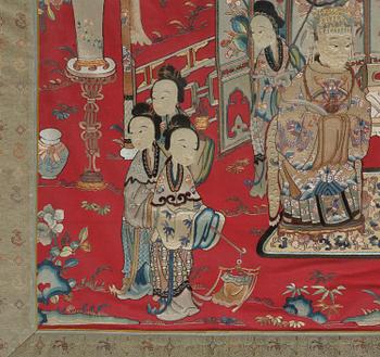 Panel, sidenbroderi. Qingdynastin, 1800-tal.