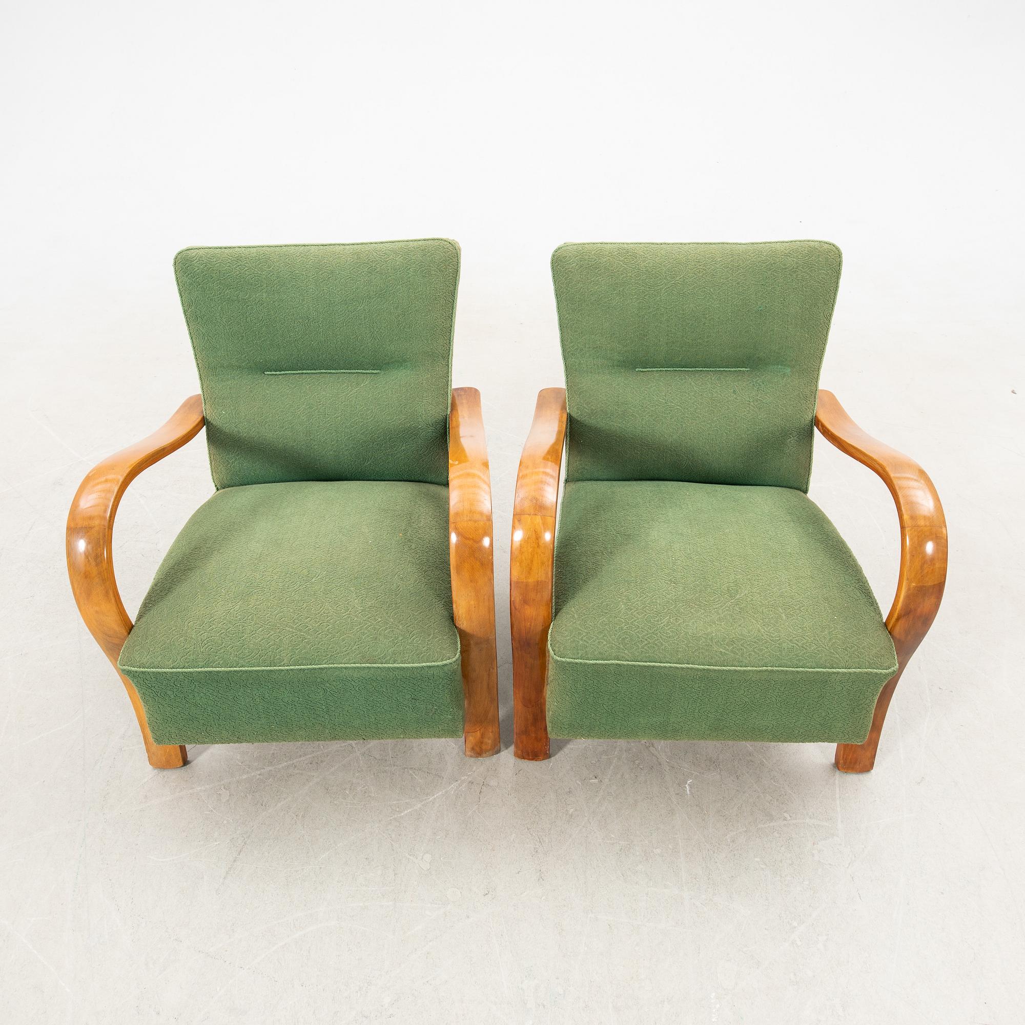 Armchairs, a pair, 1940s.