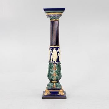 Pedestal, Majolica, Gustavsberg, late 19th century.