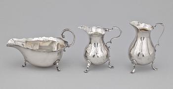 PARTI STERLINGSILVER, 6 delar, England, bl a, Wiliam Summer, London,  1762-63 . Vikt 379 g.