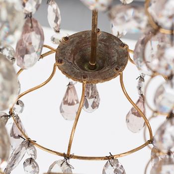 A Gustavian six-light chandelier, late 18th century.