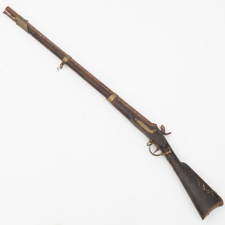 A Swedish percussion rifle, navy pattern 1845.