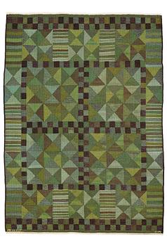 198. Marianne Richter, MATTO, "Rubirosa, grön", flat weave, ca 243,5 x 175 cm, signed AB MMF MR.