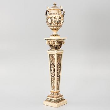 Pedestal with urn, Rörstrand, circa 1900.