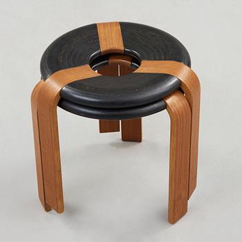 Rud Thygesen, & JOHNNY SØRENSEN, a pair of teak and black lacquered stools, Magnus Olesen, Denmark 1970's.