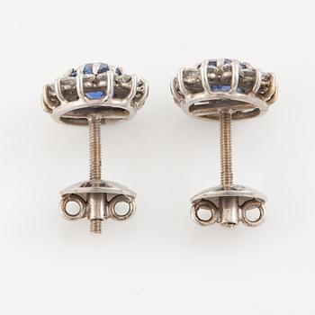Earrings, a pair, 18K white gold with sapphires and brilliant-cut diamonds.