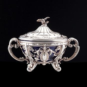 SKÅL med LOCK, silver, troligen Frankrike 1900-tal.