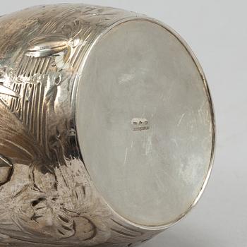 A Swedish silver coffee pot, creamer and sugar bowl, mark of Emil Oscar Möller, Malmö 1907.