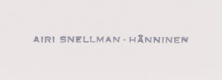 Airi Snellman-Hänninen, an original draft for a rug, mixed media, signed Airi Snellman- Hänninen -59 andstamp signature.