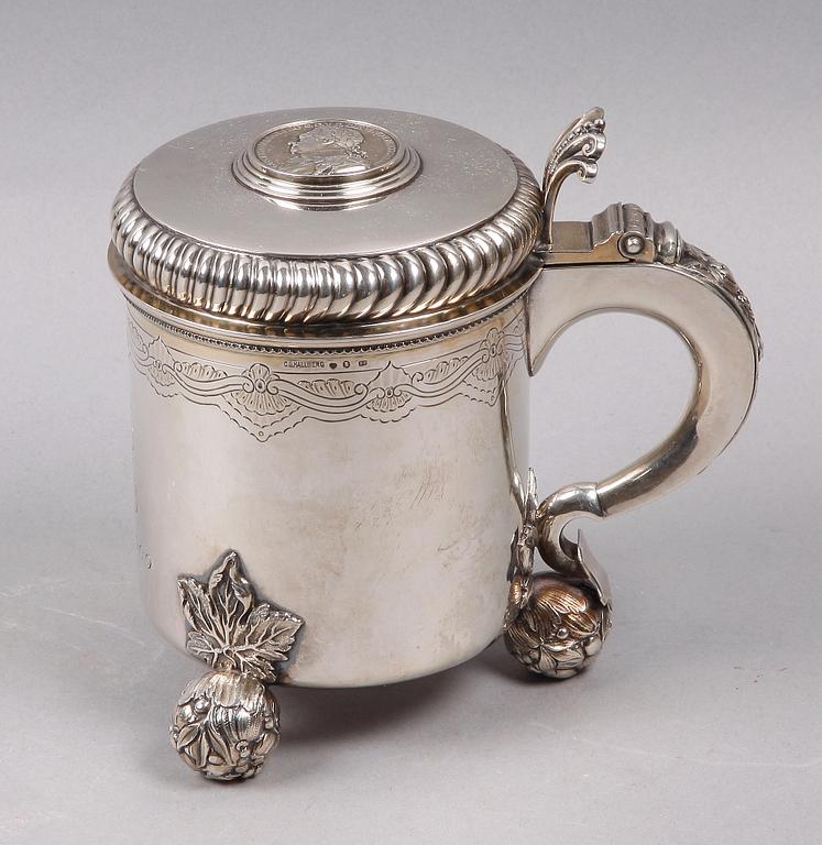 DRYCKESKANNA, silver, barockstil, CG Hallberg, 1908.