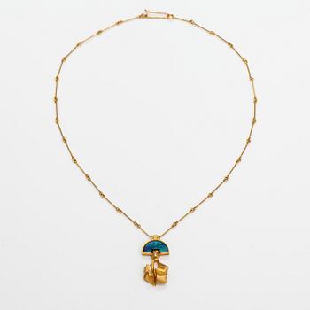 Björn Weckström,  "Balak", a 14K gold necklace with an opal triplette. Lapponia 1977.