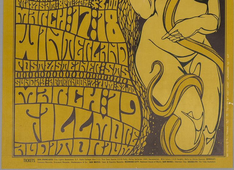 Wes Wilson, concert posters, a pair, West Coast Lithograph, 1967.