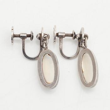 Wiwen Nilsson, a sterling and moonstones bangle with a pair of matching earrings, Lund Sweden 1937 ( bangle) and 1956.