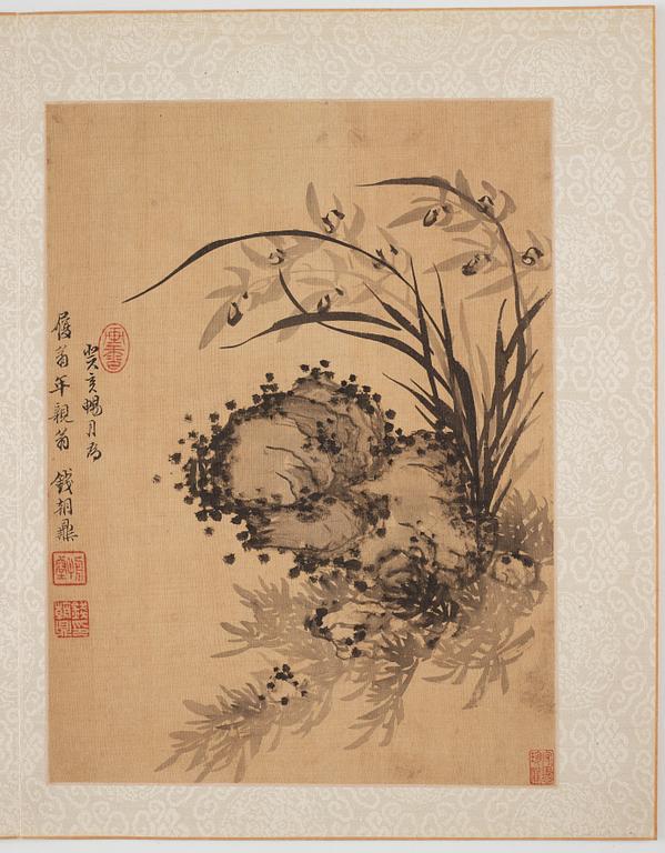 An album with 12 paintings by Qing dynasty artists, circa 1900. Attributed to Zhang Jian, Shou Ping, Yang Jin, after.