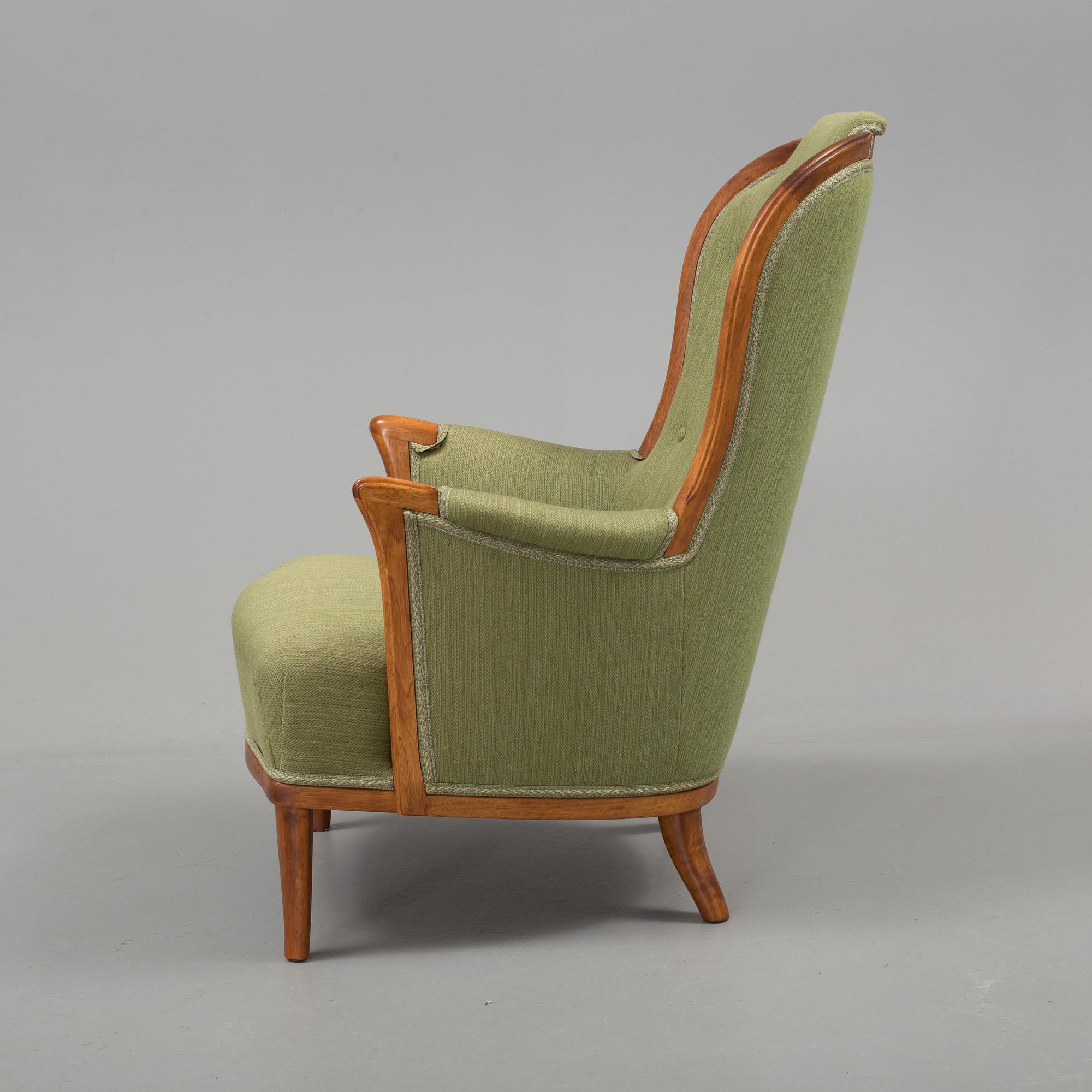 CARL MALMSTEN, fåtölj, "Vår fru", för AB OH Sjögren, Tranås, 1900-talets andra hälft.