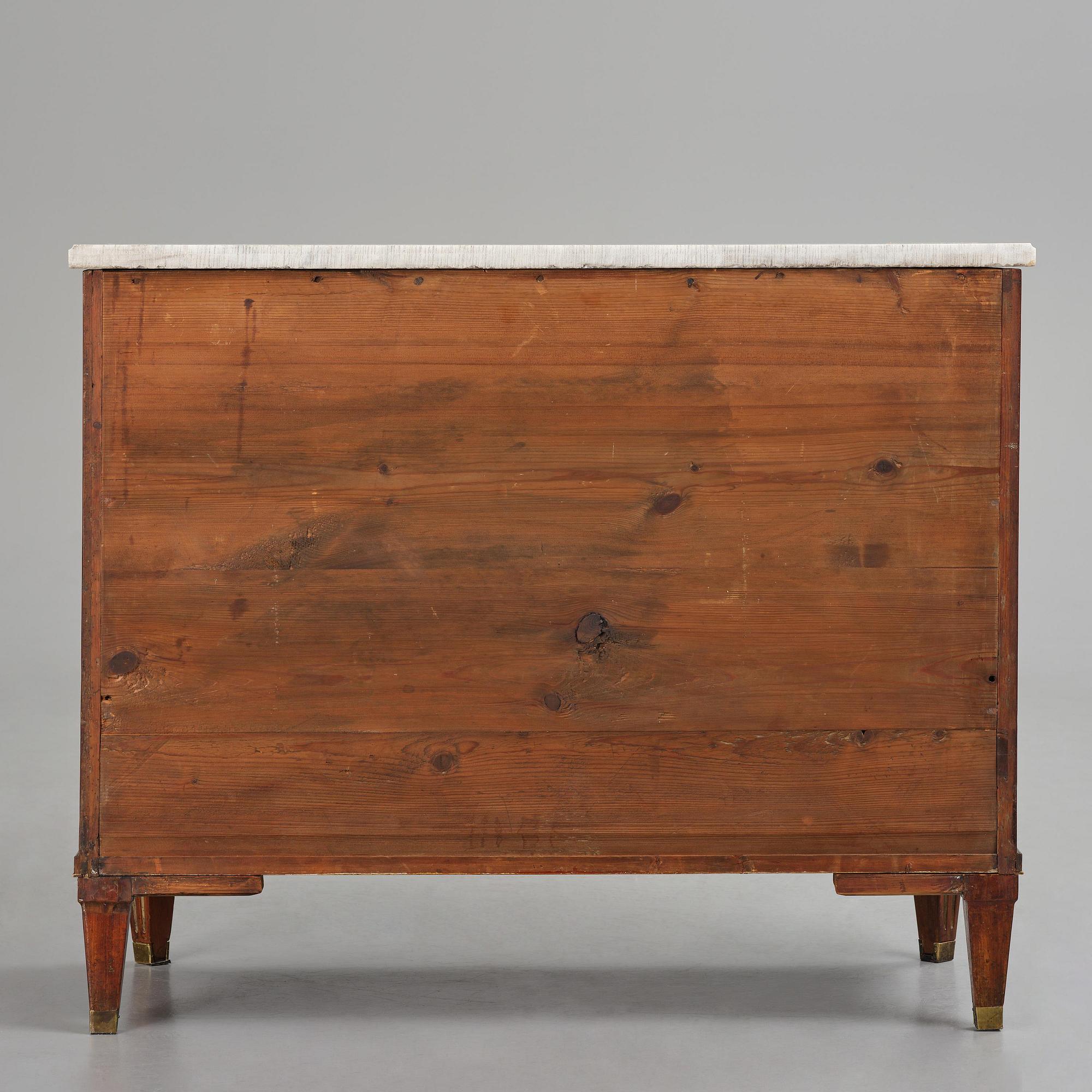 A late Gustavian mahogany commode, Stockholm, late 18th century.