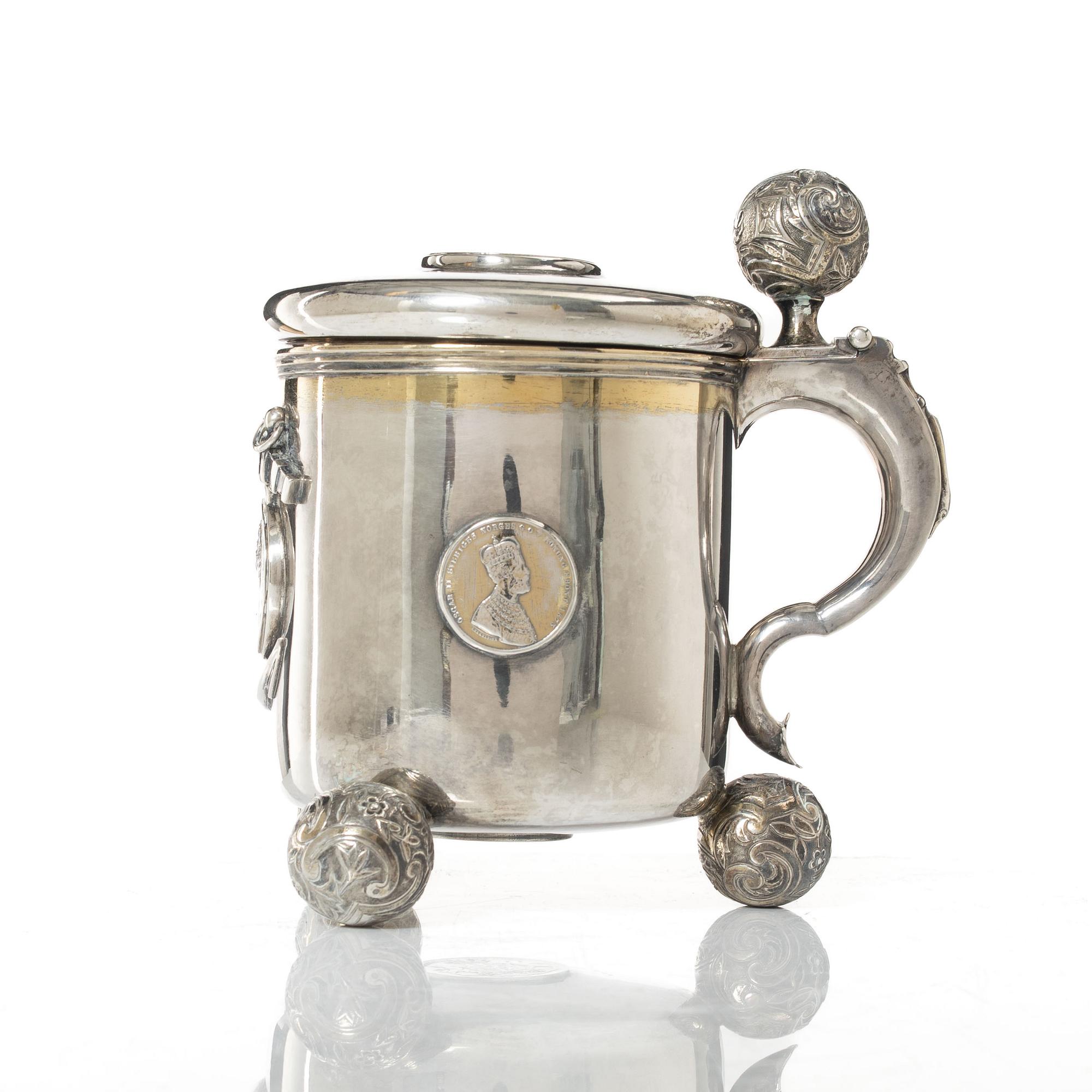A Swedish parcel gilt silver tankard, mark of Johan Westerlind, Malmö 1896.