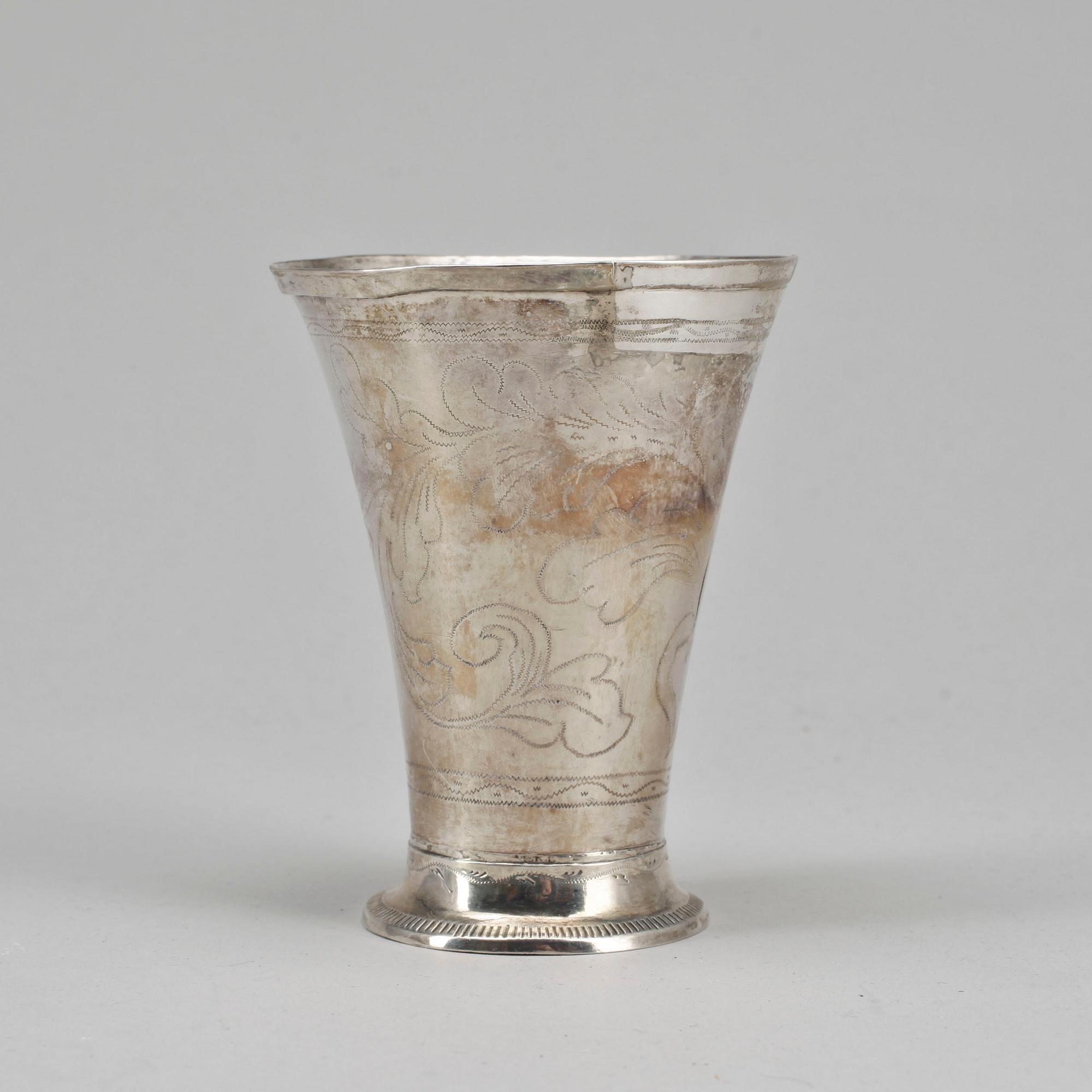 BÄGARE, silver, Hans Petter Vogt, Kristianstad, 1796. Vikt ca 50 gram.