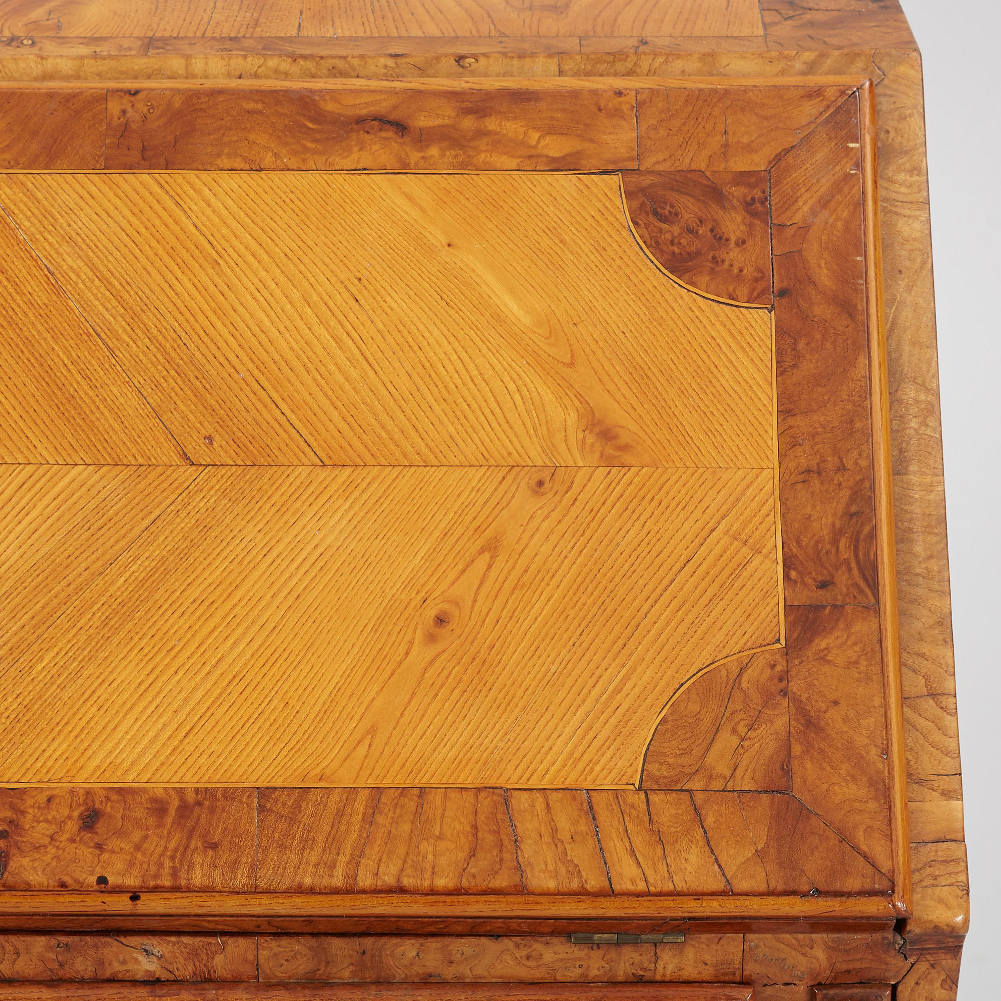 A Gustavian elm-veneered secretaire, late 18th century.