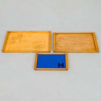 Aino Aalto, a set of three mid-20th-century wooden trays Ahlström Varkauden tehtaat for Artek, Finland.