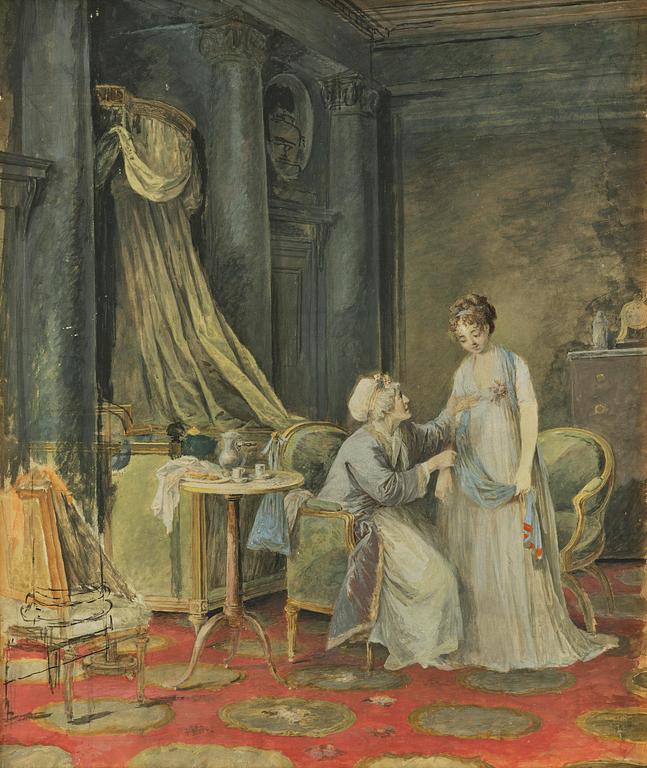 Niclas Lafrensen d.y., attributed to, Interior with conversing women.