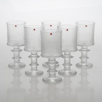 Timo Sarpaneva, juomalaseja, 6 kpl, "Juhlalasi" 2140, Iittala.