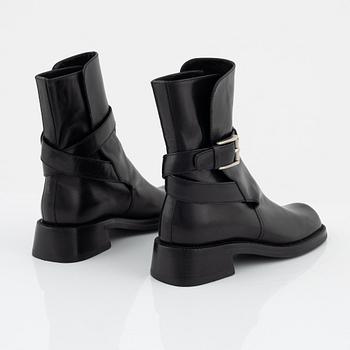 Prada, black leather chelsea boots, size 37 1/2.