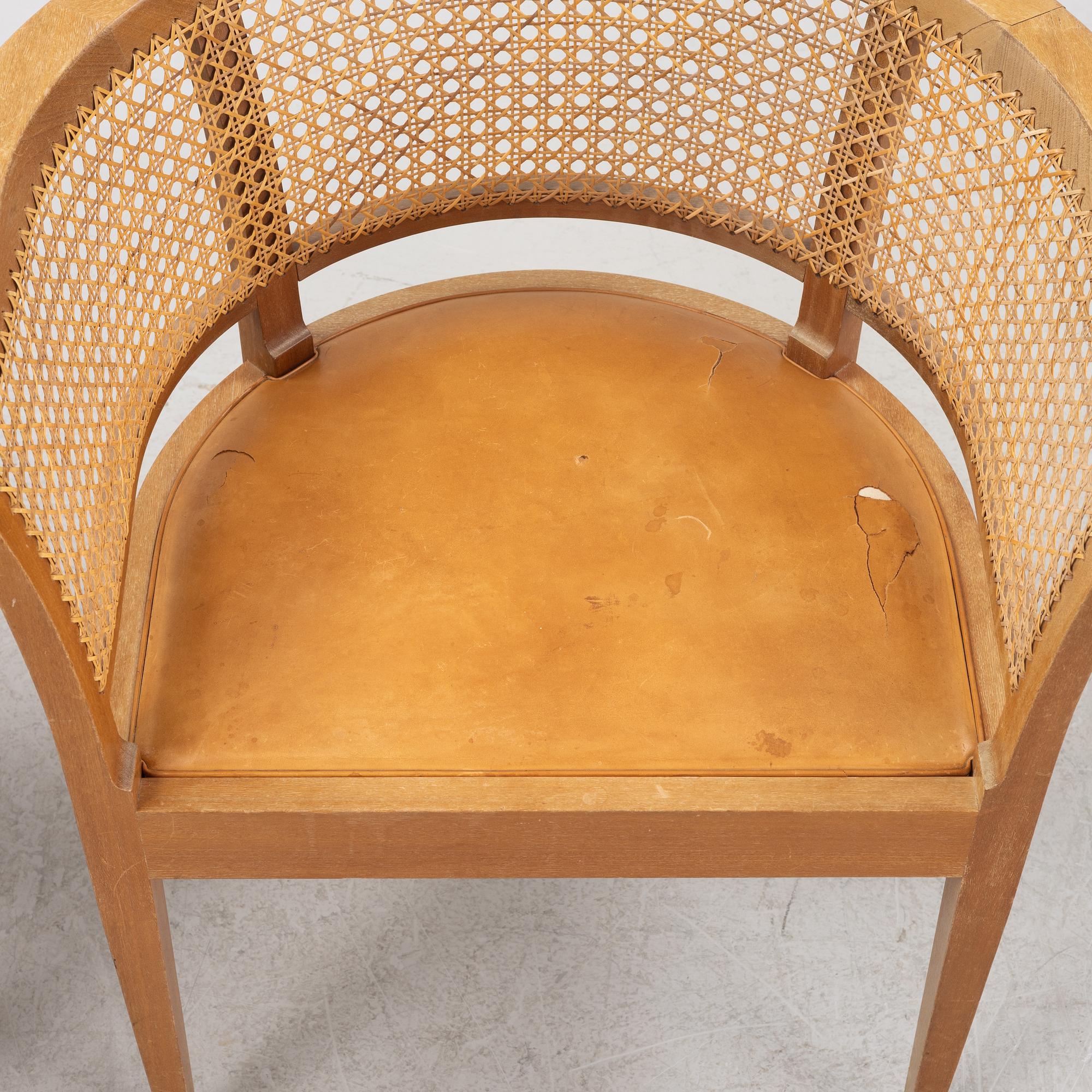 Kaare Klint, a par of 'Faaborg' chairs, Rud Rasmussen, Denmark.