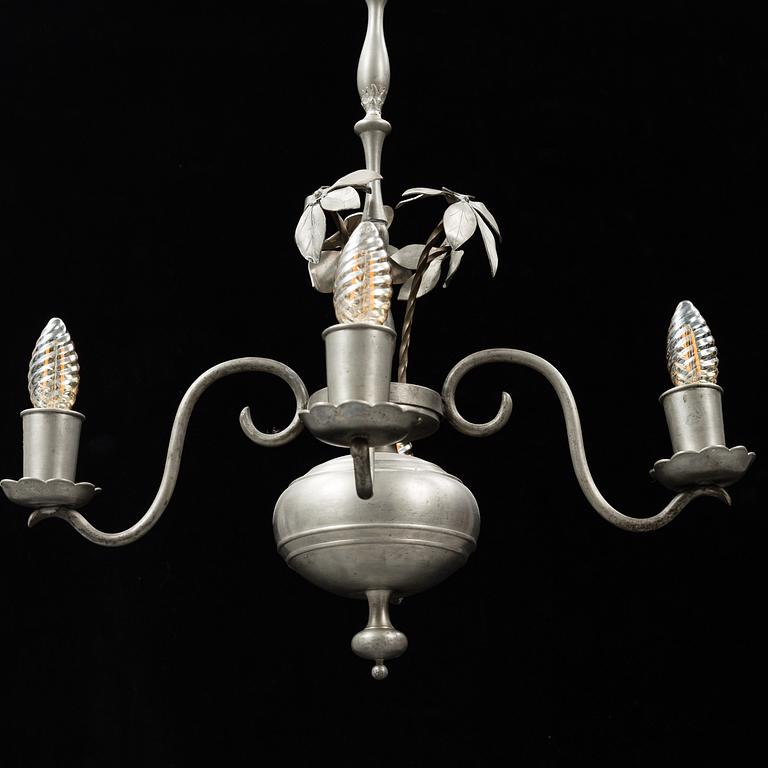 ESTRID ERICSON, a model 104 pewter chandelier, Svenskt Tenn, 1920's.