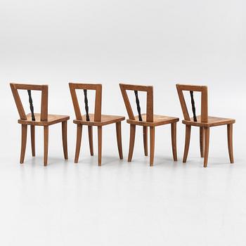 Åby möbelfabrik. Sportstugemöbel ”Åby”, a set of four pine chairs, first half of the 20th Century.