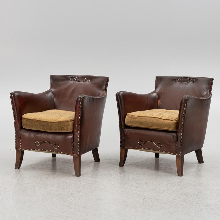 Armchairs, a pair, mid-20th century.